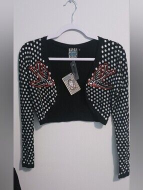 Too Fast Brand Polka Dot Cropped Shrug Cardigan NWT S